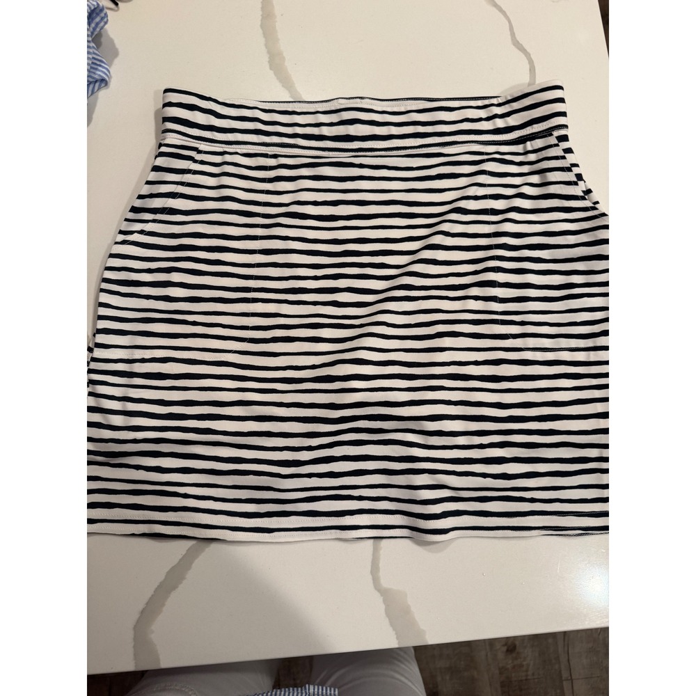 Belyn Key Women Navy White Striped Golf Skort Athletic Skirt Pockets Medium